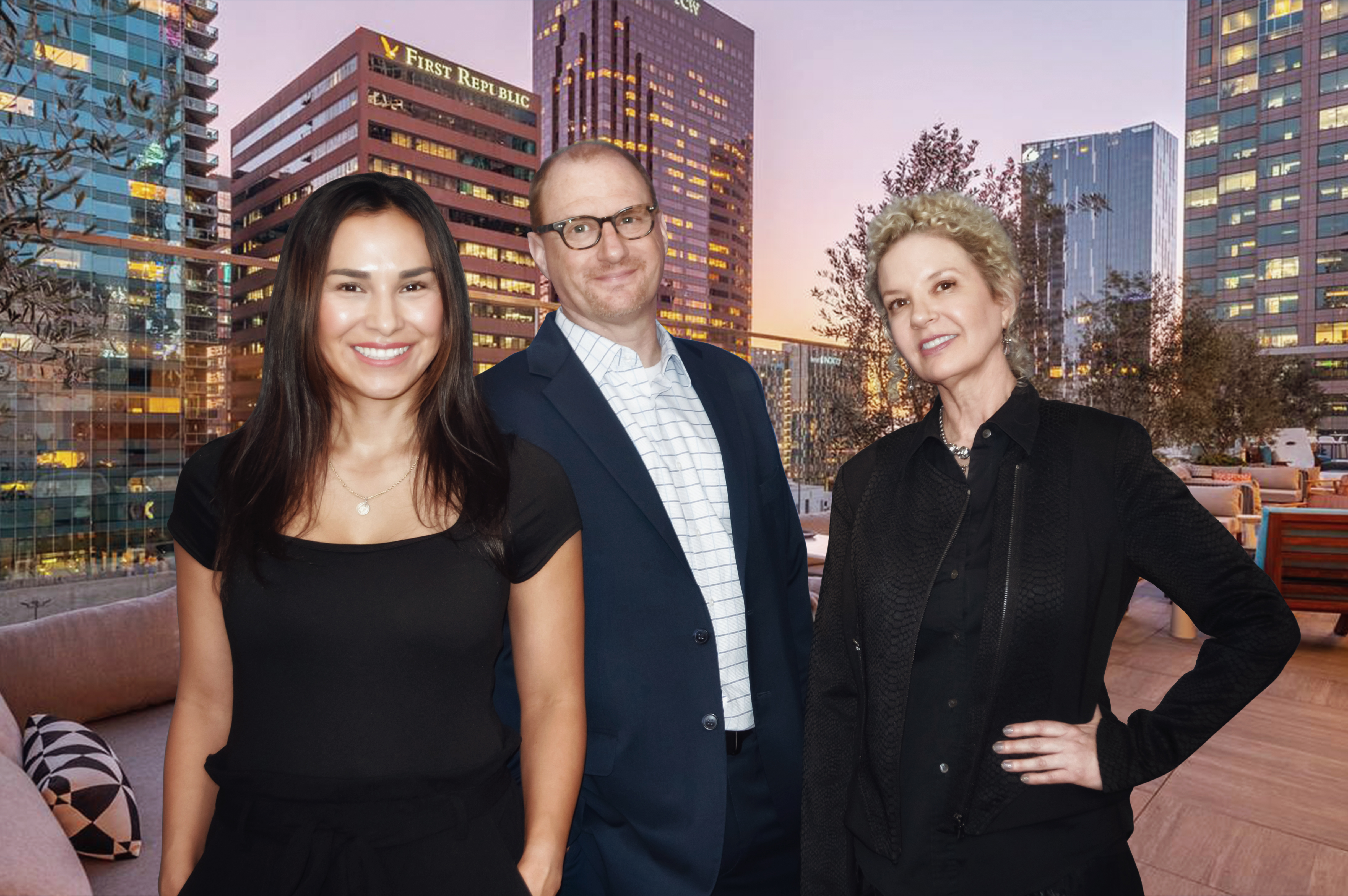 RightSure team smiling in front of big buildings