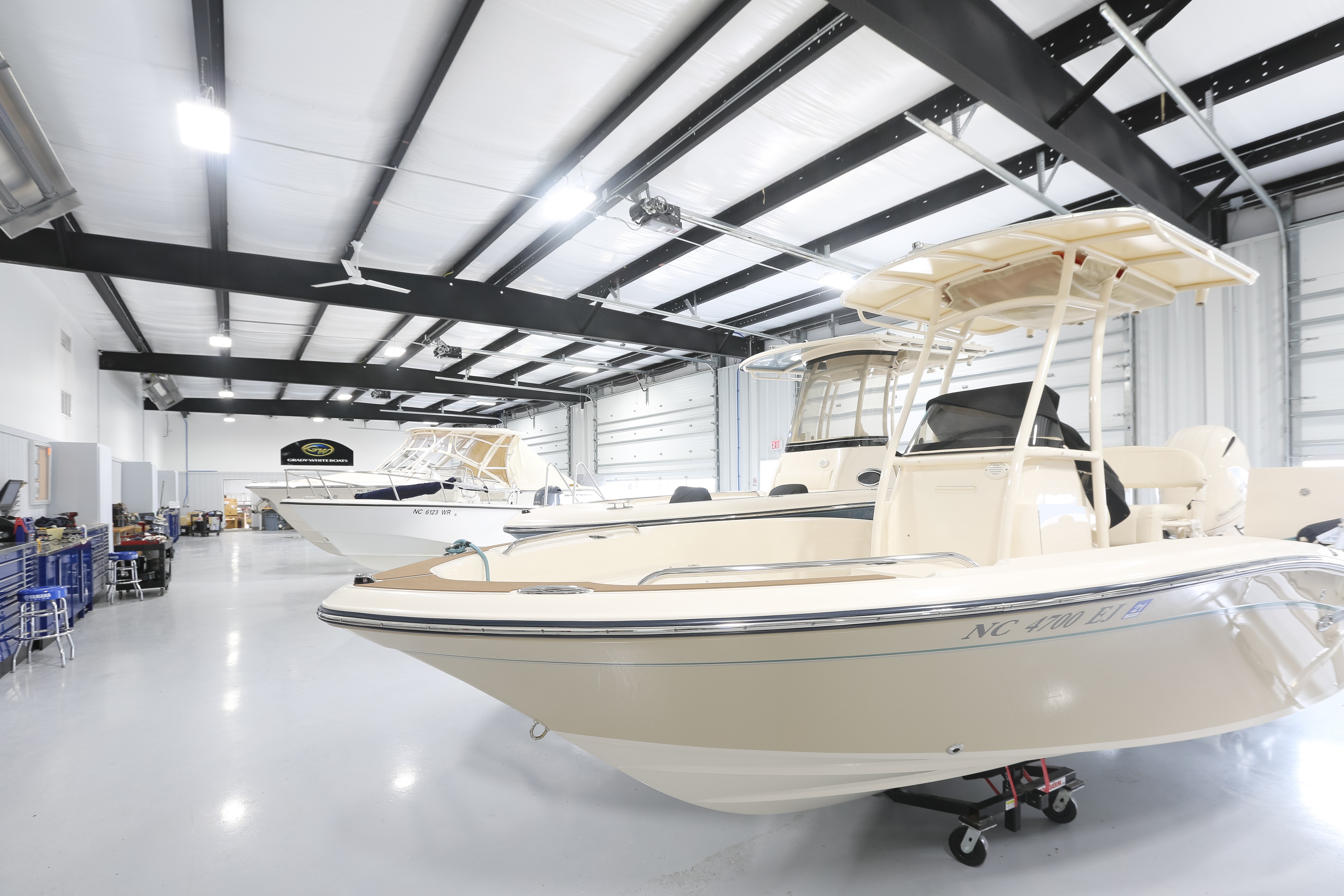 boat in Atlantic Marine service center
