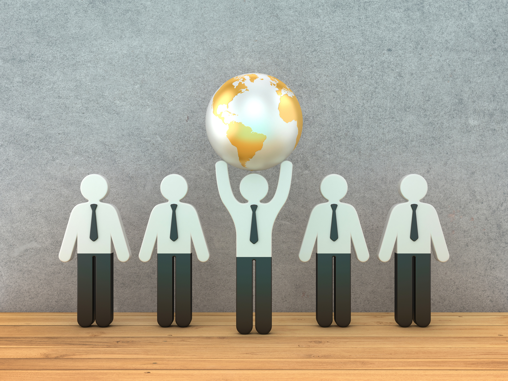Stock photo featuring an independent insurance agency executive raising a world globe overhead, illustrating the potency of growth through five bespoke strategies tailored for the modern marketplace.
